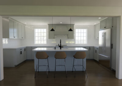 kitchen island render with stools
